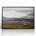 Large abstract wall art depicting a Mongolian landscape in muted earth tones on a framed acrylic.