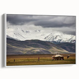 Vintage poster art depicting a Mongolian landscape on extra large framed canvas.