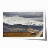 Rolled print of a Mongolian landscape featuring expansive floral meadows, ideal for art wall dining room.
