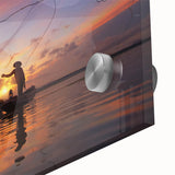 Large abstract wall art of a Myanmar landscape in muted earth tones on acrylic glass, suitable for dining room art.