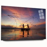 Large abstract wall art of a Myanmar landscape in muted earth tones on acrylic glass, ideal for bedroom or dining room decor.