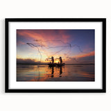 Extra large abstract art print of a colorful, textured Myanmar landscape on a black framed canvas.