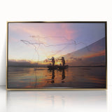 Framed acrylic print of a Myanmar landscape in golden hues, ideal for modern art wall decor.