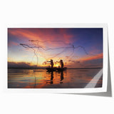 Extra large rolled print of a serene Myanmar landscape with lush greenery and traditional structures.