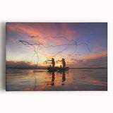 Black and white photograph of a Myanmar landscape on large stretched canvas, ideal for kitchen art.