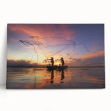 Black and white photo of a Myanmar landscape on stretched canvas, ideal for kitchen wall art or bedroom decor.
