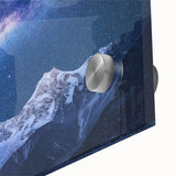 Large abstract depiction of Mount Everest in muted earth tones on acrylic glass, ideal for dining room art.