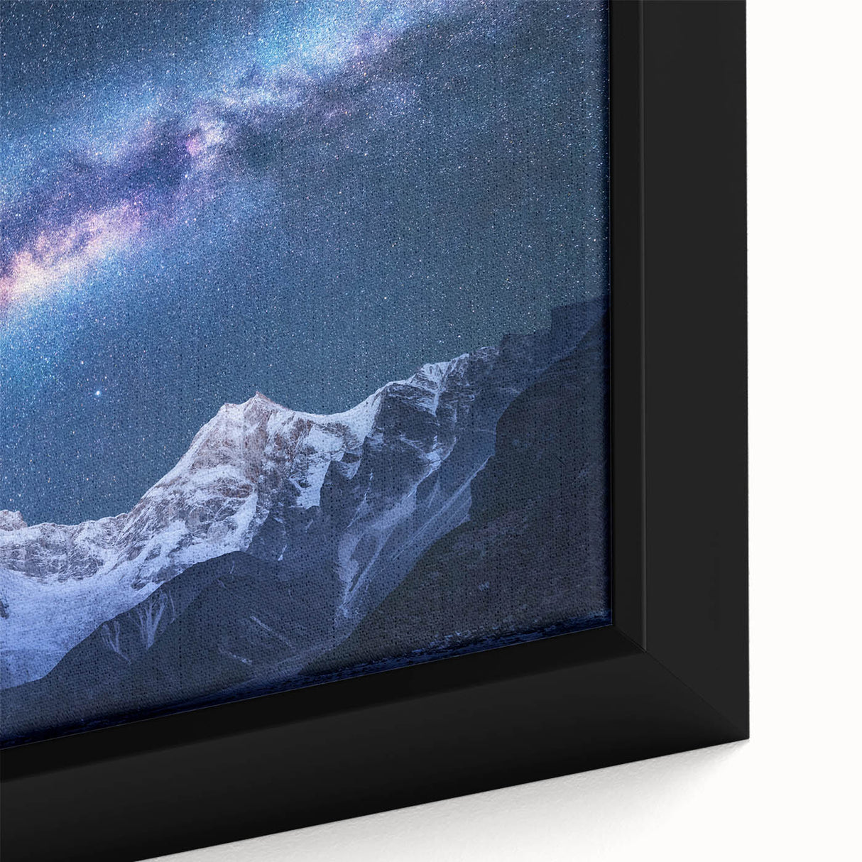 Extra large framed canvas featuring a textured depiction of Mount Everest in black with colorful accents.