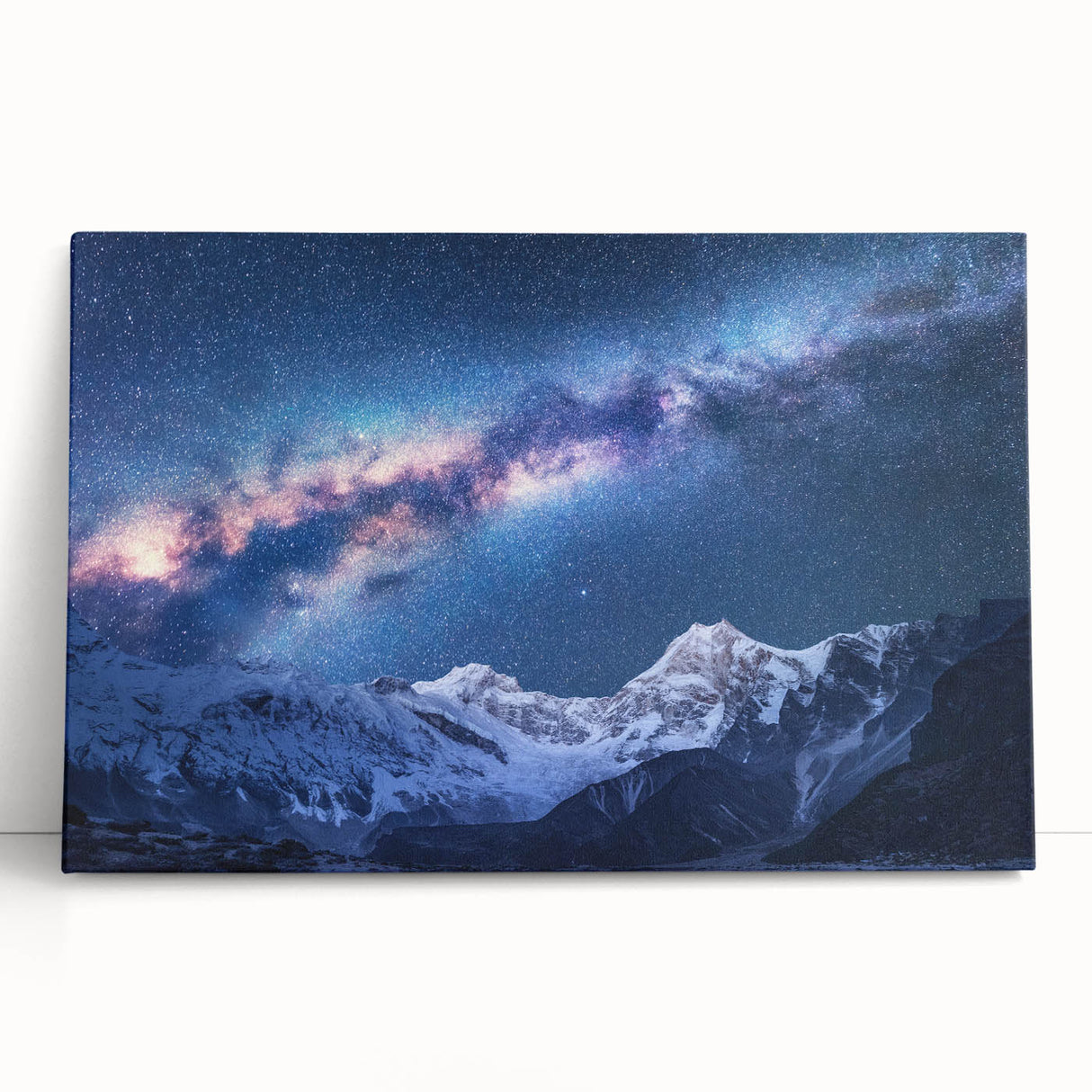 Black and white photograph of Mount Everest on stretched canvas, ideal for kitchen wall art or bedroom ambiance.