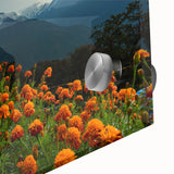 Large abstract wall art depicting a serene Nepalese landscape in muted earth tones on acrylic glass.