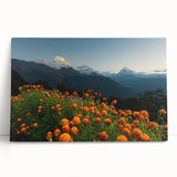Black and white photograph of a Nepalese landscape on a large stretched canvas, ideal for kitchen wall art or bedroom decor.