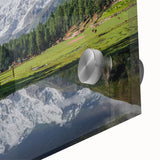 Large abstract wall art depicting a serene Pakistani landscape in earth tones on acrylic glass.