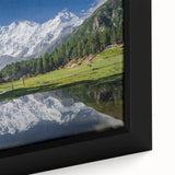 Extra large framed canvas featuring a textured, colorful depiction of a Pakistani landscape, ideal for living room decor.