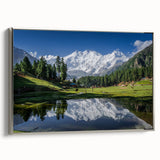 Framed canvas depicting a vintage-style landscape of Pakistani scenery in colorful art tones, ideal for living room decor.