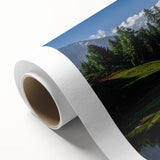 Art deco poster of a serene Pakistani landscape in soft pastel shades on rolled canvas, ideal for nursery wall art.