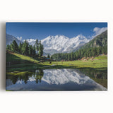 Black and white photograph of the Karakoram mountain range on a large stretched canvas, suited for kitchen art.