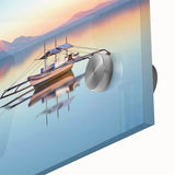 Large abstract wall art featuring a Philippine landscape in muted earth tones on acrylic glass.