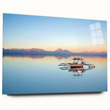 Large abstract wall art depicting a serene Philippine landscape in muted earth tones on acrylic glass.