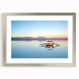 Textured abstract art print of a Philippine landscape in muted earth tones, framed in silver, suitable for bedroom decor.