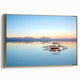 Framed canvas featuring a vintage-style landscape painting of a Philippine scenery in black and gold.