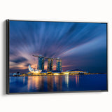 Black and white framed canvas of a vintage Singapore landscape, ideal for bedroom wall decor.