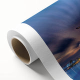 Art deco poster of Singapore skyline in pastel shades on rolled canvas, ideal for nursery wall art or dining room.