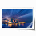 Extra large rolled print depicting a vibrant Singapore skyline with floral accents, ideal for art wall dining room.