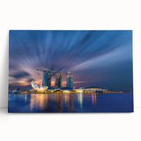 Black and white stretched canvas of Singapore skyline, ideal for kitchen wall art or bedroom ambiance.