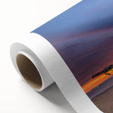 Art Deco poster of a serene Sri Lankan landscape in muted green and blue tones on rolled canvas, ideal for nursery wall art.