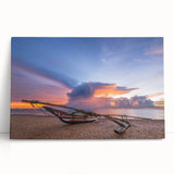 Black and white photograph of a Sri Lankan landscape on stretched canvas, ideal for kitchen wall art.
