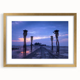 Extra large abstract art print depicting a textured Taiwanese landscape in muted earth tones, framed in gold.