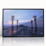 Large abstract wall art featuring a stylized Taiwan scenery in muted earth tones on framed acrylic.