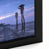 Extra large framed canvas of a colorful, textured Taiwanese landscape in black, ideal for living room decor.