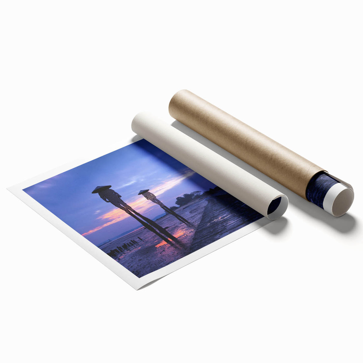 Extra large rolled print of a serene Taiwan landscape with lush greenery and soft pastel colors.
