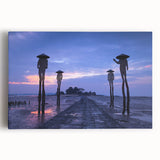 Black and white photograph of a Taiwanese landscape on stretched canvas, suitable for kitchen wall art.