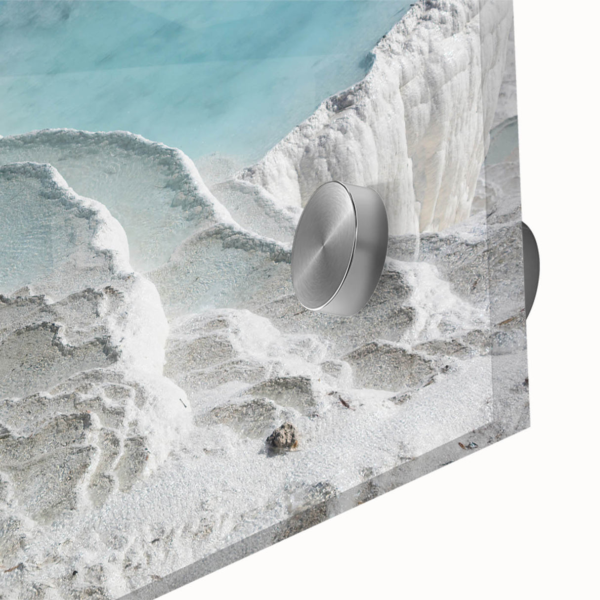 Large abstract wall art print of a Turkish landscape in muted earth tones on acrylic glass, perfect for dining room decor.