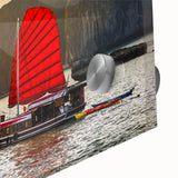 Large abstract wall art depicting a Vietnamese landscape in muted earth tones on acrylic glass.