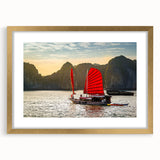 Extra large abstract art print of a textured Vietnamese landscape in gold frame, suitable for living room decor.
