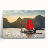 Black and white photograph of a Vietnamese landscape on stretched canvas, ideal for kitchen wall art.