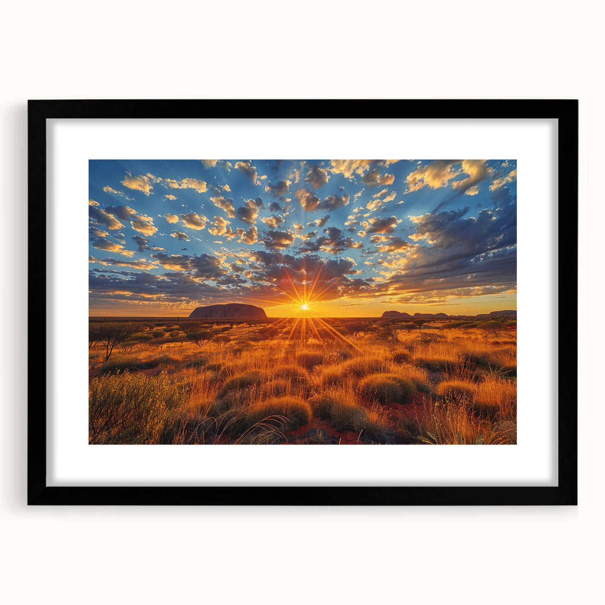 Extra large framed wall art depicting a textured abstract interpretation of Ayers Rock in vibrant, colorful hues.