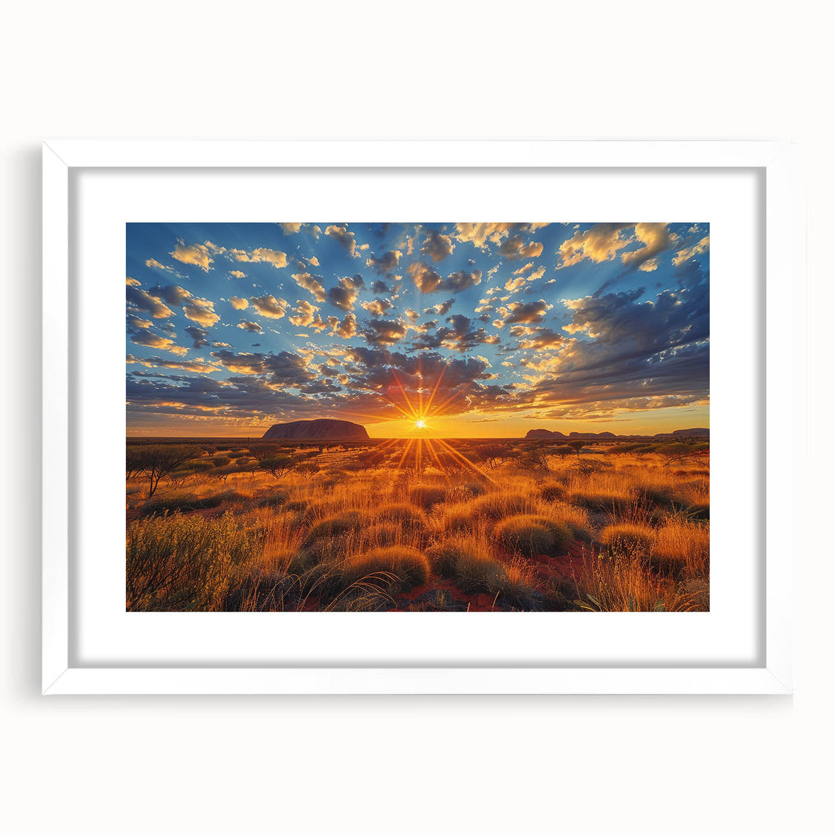 Extra large abstract art print of Ayers Rock in textured shades of orange and brown on a framed canvas.