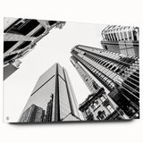 Acrylic print of a large abstract depiction of Brisbane, featuring vibrant blues and greens, ideal for dining room decor.