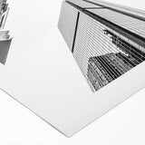 Art deco poster of Brisbane skyline in muted blue and green tones on rolled canvas, ideal for dining room wall art.