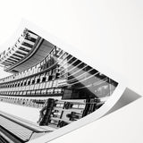 Extra large wall art featuring line art flowers in monochrome, printed on rolled canvas.