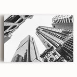 Black and white panoramic view of Brisbane on stretched canvas, ideal for kitchen wall art.