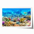 Extra large rolled print of the Great Barrier Reef with vibrant blue and green tones, ideal for dining room wall art.