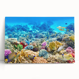 Black and white stretched canvas of the Great Barrier Reef, suitable as kitchen wall art or for bedroom ambiance.