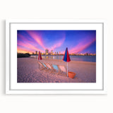 Extra large abstract art print of Perth scenery in textured style, with muted earth tones on a white-framed canvas.