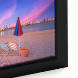 Extra large framed canvas depicting a textured scene of Perth, Australia in black with colorful accents.