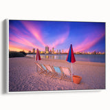 Framed canvas depicting a vintage-style Perth landscape in black and white tones, ideal for bedroom wall art.